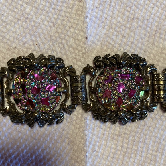 Vintage Elizabeth Morrey Watermelon Cabachon Bracelet - Picture 7 of 7